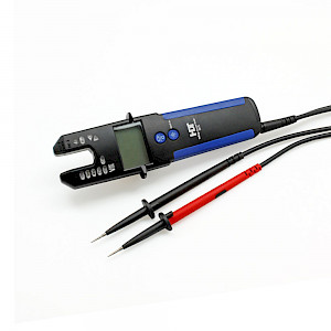 Professional voltage tester with LED-chain, LCD and current fork (fork meter)